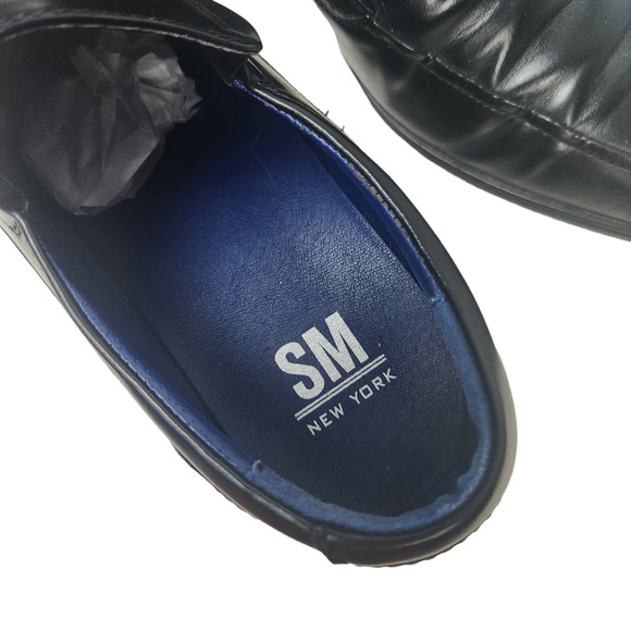 SM New York Shoes Mens Size 8.5 Slip On Loafer Black Manmade Finn - Picture 8 of 11